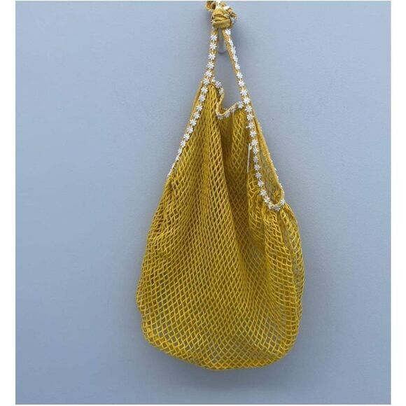 New Urban Outfitters UO Yellow Daisy Trim Market Bag - Picture 6 of 6